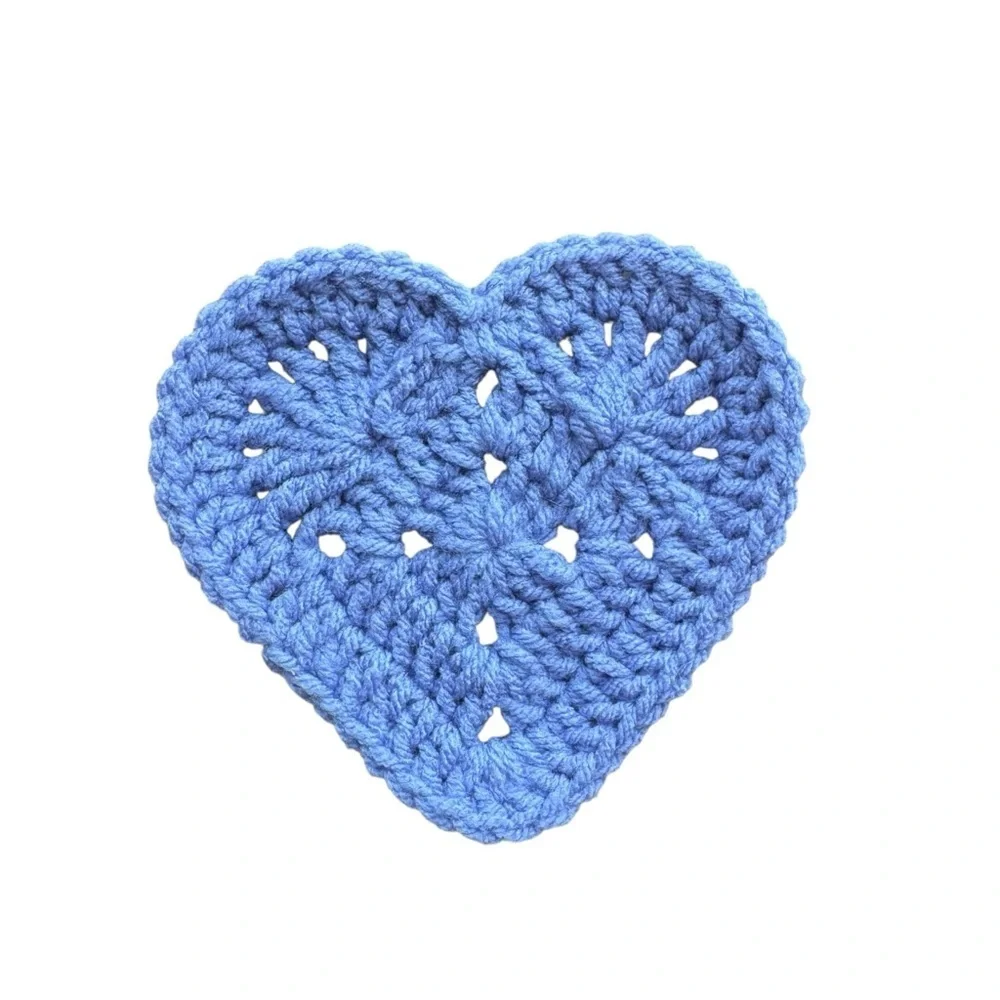 Blue Heart Crochet Coaster